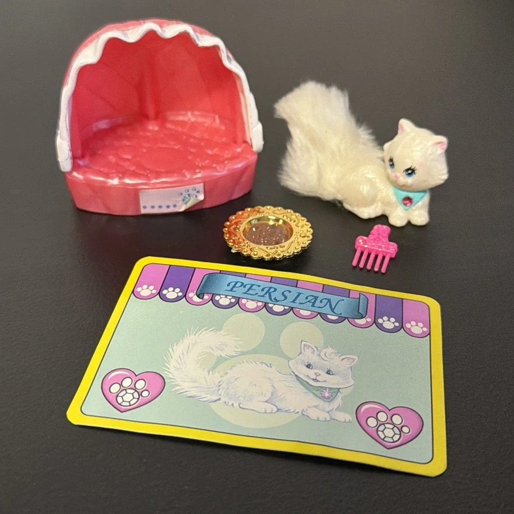 Vintage Kenner Littlest Pet Shop Sparkling Pets Fluffy Persian Kitty Set 1994